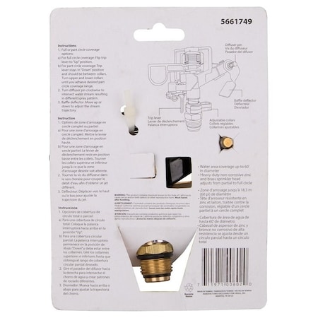 Landscapers Select Sprinkler Head, Male, Round, Zinc DY602N