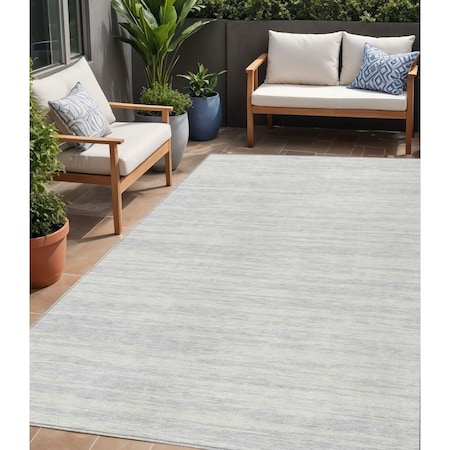 Homeroots 5' X 8' Silver And Ivory Abstract Washable Indoor Outdoor Area Rug 613122