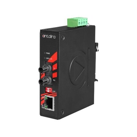 Antaira Compact Industrial Gigabit Ethernet Media Converter, with 10/100/1000TX to IMC-C1000-ST-M