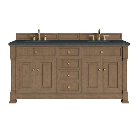 James Martin Vanities Brookfield 72" Double Vanity, Pecan, w/ 3 CM Charcoal Soapstone Silestone Top 547-V72-PCN-3CSP