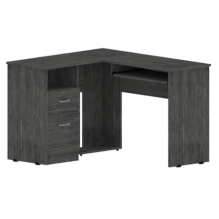 Homeroots 47" Gray L Shape Computer Desk With Two Drawers 403823