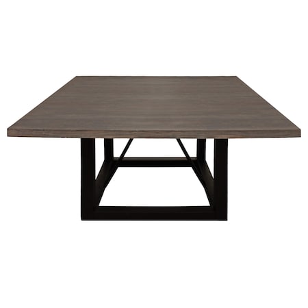 Homeroots 60" Dark Brown and Black Solid Wood and Iron Frame Base Square Dining Table 544750