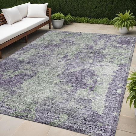 Homeroots 5' X 8' Purple and Green Abstract Washable Non Skid Indoor Outdoor Area Rug 564282