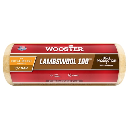 Wooster 9" Paint Roller Cover, 1-1/4" Nap, Knit Lambswool R293-9