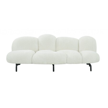 Homeroots 87" White Sofa With Black Legs 488840