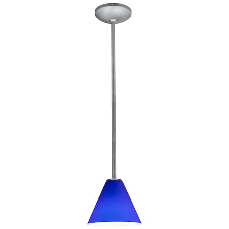Access Lighting Martini, Pendant, Brushed Steel Finish, Cobalt Glass 28004-1R-BS/COB