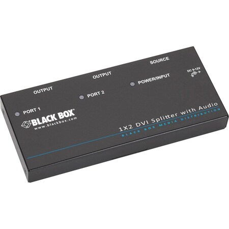 Black Box Black Box DVI-D Splitter with Audio and HDCP, 1 x 2 - Audio Line In - Audio Line Out - DVI In - DVI Out AVSPDVI1X2