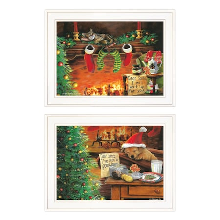 Homeroots Set Of Two Ive Been A Good Boy 1 White Framed Print Wall Art, 2PK 407203