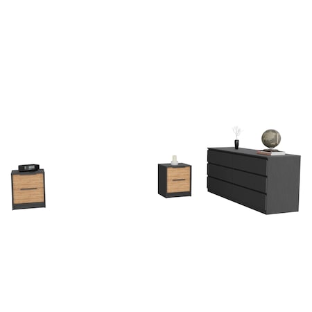 Homeroots Three Piece Brown and Black Bedroom Set 530257