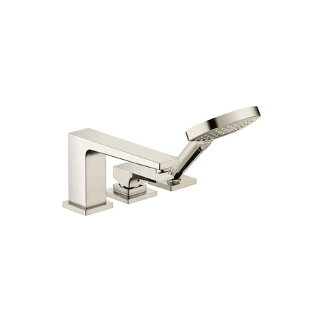 Hansgrohe Metropol 3-Hole Roman Tub Set Trim with Lever Handle and 1.75 GPM Handshower in Polished Nickel 32556831