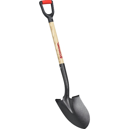 Corona Tools Round Point Shovel, 15-Gauge, 12 in. Head, 30 in. Wood Handle, Plastic D-Grip SS 26010