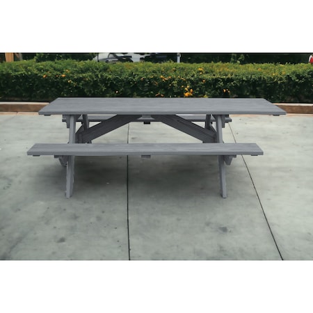 Homeroots 94" Gray Solid Wood Outdoor Picnic Table 525020