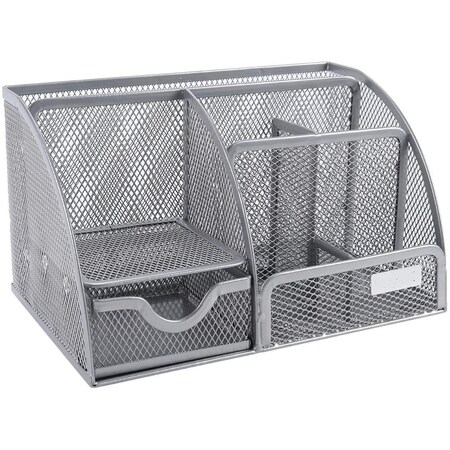 Homeroots 9" Gray Metal Desk Organizer 390046