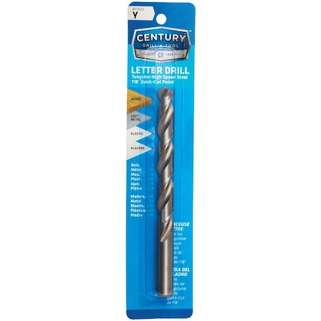 Century Drill & Tool Letter Y Tungsten High Speed Steel Quick-Cut Point Drill Bit 11625