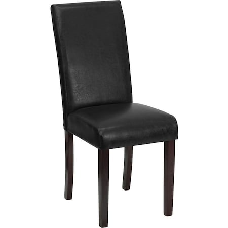 Flash Furniture Contemporary Parsons Chair, Black Seat, Black Back, 16 W 19" L 39 H BT-350-BK-LEA-023-GG