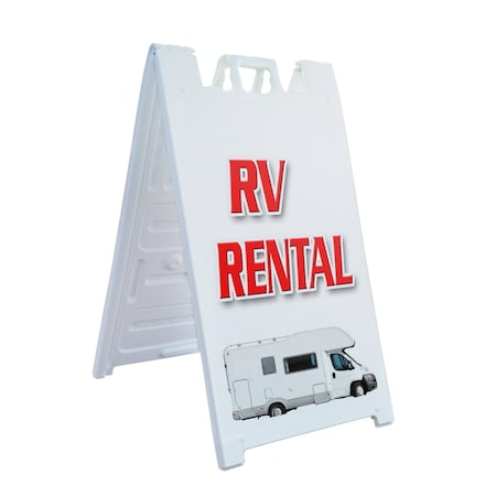 Signmission Rv Rental, A-Frame & 2 Decals Installed, Heavy-Duty Plastic Frame SBHD-D-2436-Rv Rental