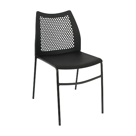 Flash Furniture HERCULES Black Stack Chair with Air-Vent Back, Non-Sled Base and Black Powder Coated Metal Frame RUT-NC498-BK-GG