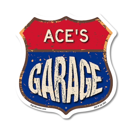 Signmission Ace's Garage, 12 Inch X 12 Inch, Plastic Sign SHI-P-12-383-ACE