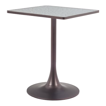 Homeroots 24" Gray Wood and Steel Faux Terrazzo Pedestal Base Square Dining Table 572244