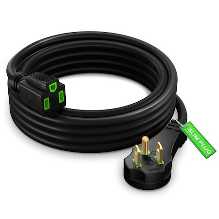 Maximm 8ft 14AWG Low Profile Flat Plug Extension Cord, 3-Prong, Black IGR-14-P030P-05H-8BK