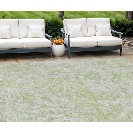 Homeroots 8' X 10' Artichoke Green And Fern Green Abstract Washable Indoor Outdoor Area Rug 588465