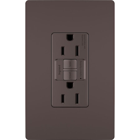 Legrand radiant GFCI Outlet, 125 V, 15 A, NEMA: NEMA 5-15R, Back and Side Wiring, Dark Bronze 1597TRDBCC4