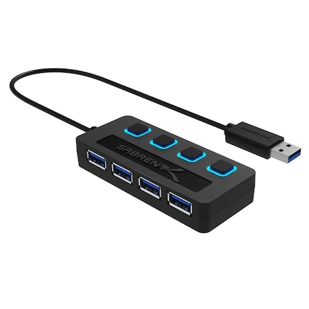 Fivegears 4 Port USB 3.0 Hub with Power Switches, Black FI327490
