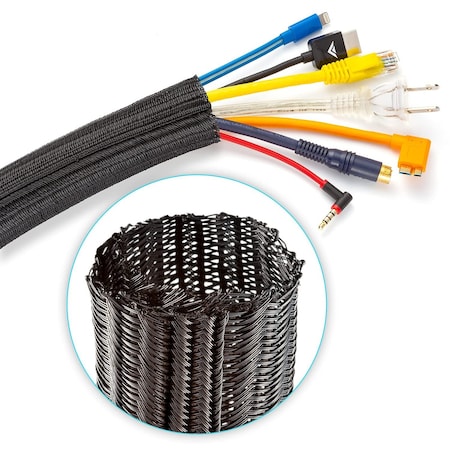 Maximm 6ft 1" Split Wire Loom Cable Management Cord Protector, Black SCW-6FT-1-BL-1PK