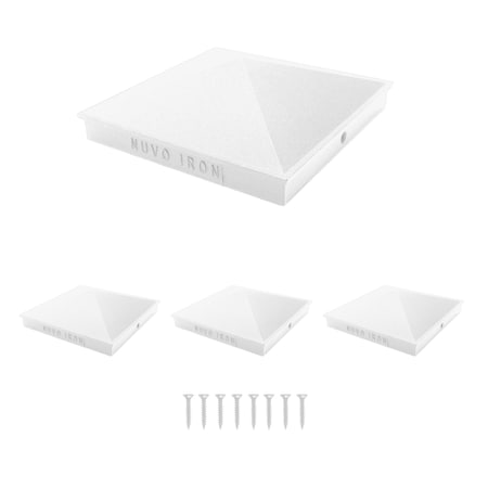 Nuvo Iron 6-in x 6-in WHITE ALUMINUM ORNAMENTAL PYRAMID POST CAP, 4PK PCP03-WEC-IP4