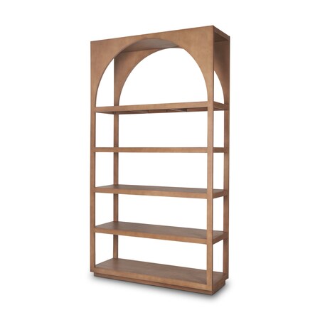 Homeroots 47" Brown Arched Solid Wood Five Tier Bookcase 611033