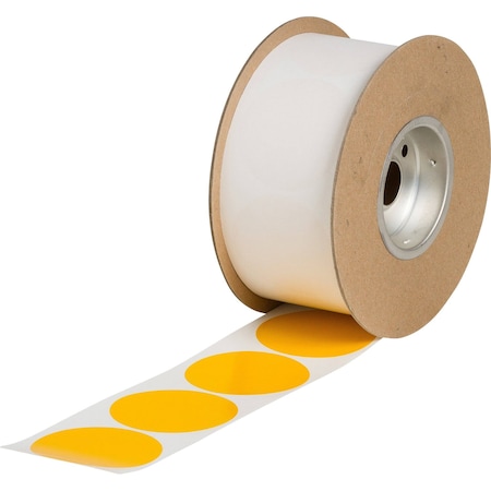 Brady Roll-Mounted Aisle Marking Tape Dots - Adhesive Vinyl, Solid Color, Yellow, 3in, 1000PK 121038