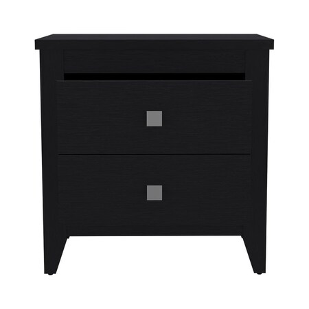 Homeroots 24" Black Wood Two Drawer Nightstand 543673