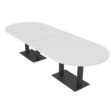 Skutchi Designs Racetrack Conference Table With Power Unit, 48 in W, 144 in L, White HAR-RAC-48X144-DOU.BK-WA7976-NA