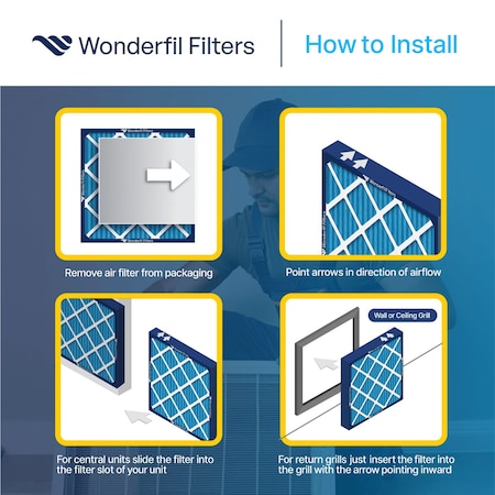 Wonderfil Filters 20X30X4 MERV 8 Air Filter, Pleated HVAC Design, Perfect Fit for AC and Furnace Systems, 3PK AF20X30X4M8P3