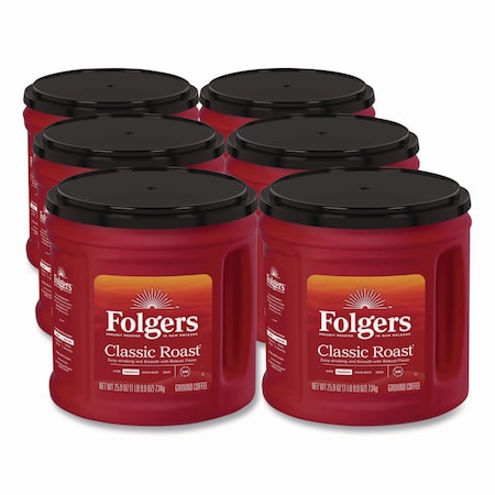 Folgers Coffee, Classic Roast, Ground, 25.9 oz Canister, PK6 2550020421CT