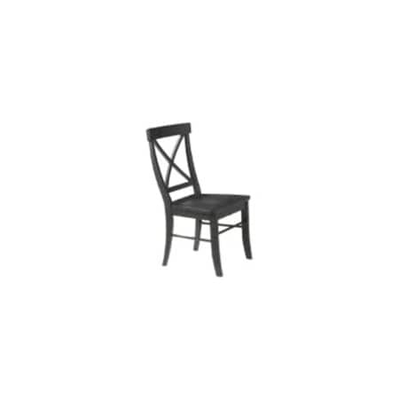 International Concepts Set of 2 X-Back Chairs with Solid Wood Seats, Black Seat, Wood Back, 36.9 W 22.2 in L 22.2 H C46-613P
