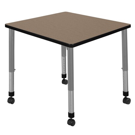 Regency Square Kee Height Adjustable Mobile Classroom Activity Table, 30 in W, 30 in L, Noble Oak TB3030NOAPCGY