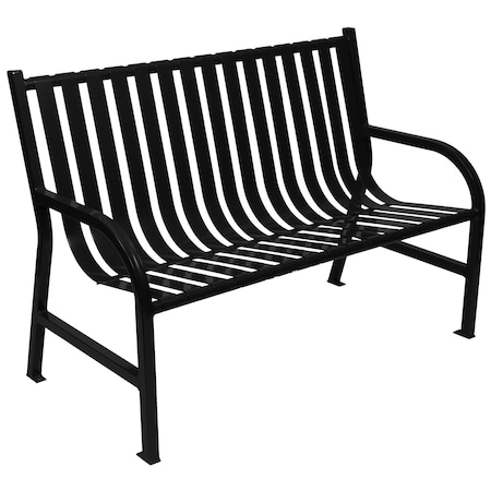 Witt Industries 4 Ft. Outdoor, Slatted Metal Bench, Black M4-BCH-BK