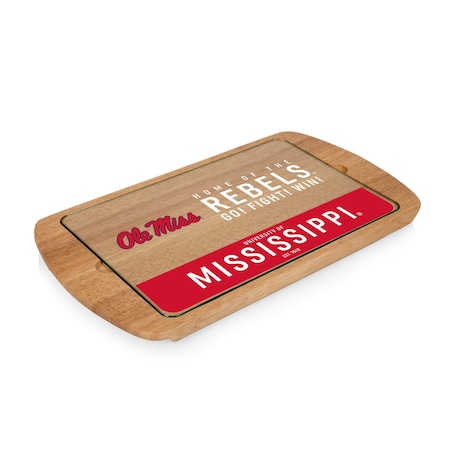Picnic Time Family Of Brands NCAA Ole Miss Rebels Billboard Glass Top Cheese Board - Charcuterie Boards, Parawood 911-01-505-374-0
