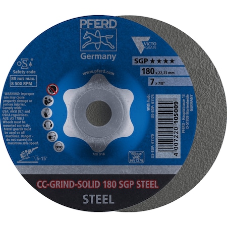 Pferd 7'' CC-GRIND-SOLID - 5/8-11 Thread - SGP STEEL VICTOGRAIN 61174