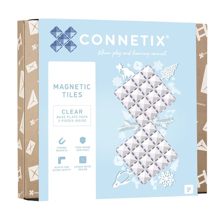 Connetix Magnetic Tiles Clear Base Plate Pack, 2-Piece Set CT-C-00002-BP