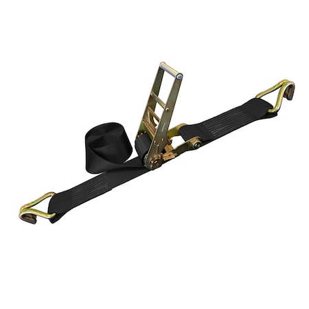 Tie 4 Safe 3'' x 30' Ratchet Strap w/ Wire J Hook. WLL: 5,400 LBS Black RT20R-1530-W20-BLK-1