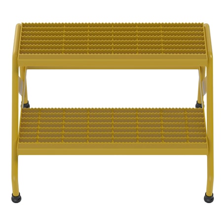 Vestil Alum Step Stand, 2 Step, Wide, Welded, 2 Steps, 20 Overall Height, Aluminum, Yellow SSA-2W-Y