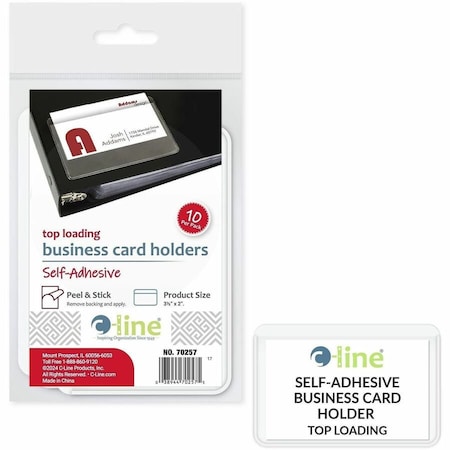 C-Line Products Self-Adhesive Business Card Holders, Top Load, 2 x 3.5, Clear, PK10 70257