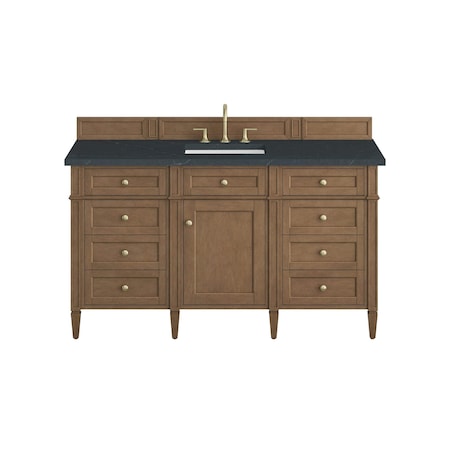 James Martin Vanities Brittany 60" Single Vanity, Pecan w/ 3 CM Charcoal Soapstone Silestone Top 655-V60S-PCN-3CSP