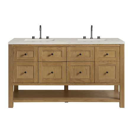 James Martin Vanities Breckenridge 60" Dbl Vanity, Light Natural Oak, w/3 CM Siberian Silestone Top w/FreePower WirelessCha 330-V60D-LNO-FSFR