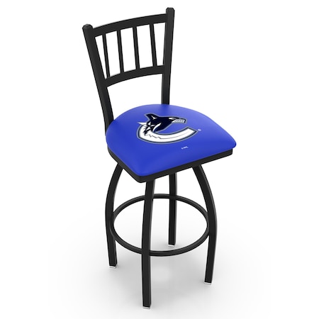 Holland Bar Stool Co 36" Blk Wrinkle Vancouver Canucks Swivel Bar Stool, Jailhouse Back L01836VanCan