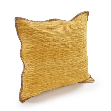 Homeroots Set of Two 20" Yellow Cotton And Jute Throw Pillows with Texture, 2PK 554565