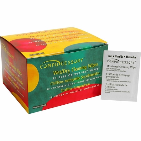 Compucessory Wet & Dry Smudge Free Cleaning Wipes, 50/Pack - CCS24218 24218