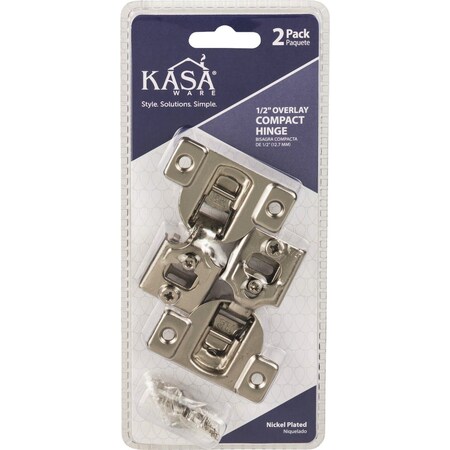 Hardware Resources KasaWare 1/2'' Overlay Compact Hinge, 2PK KFHCN012-A-2